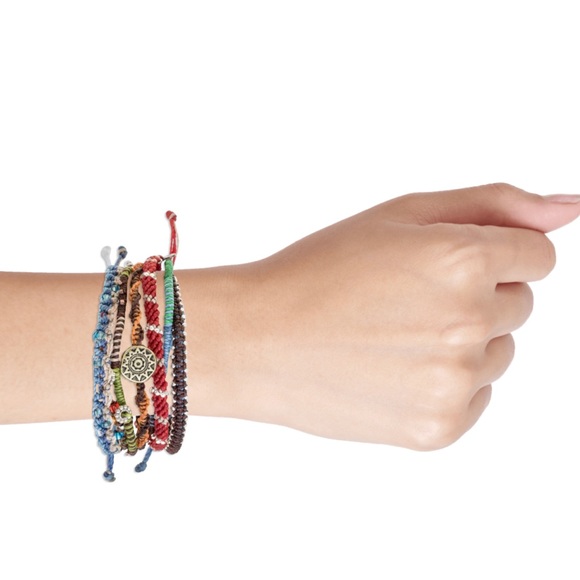 Brand New Colorful Glass Beaded Macrame Bracelets (Set of 7), "Boho Histories" - Picture 2 of 5